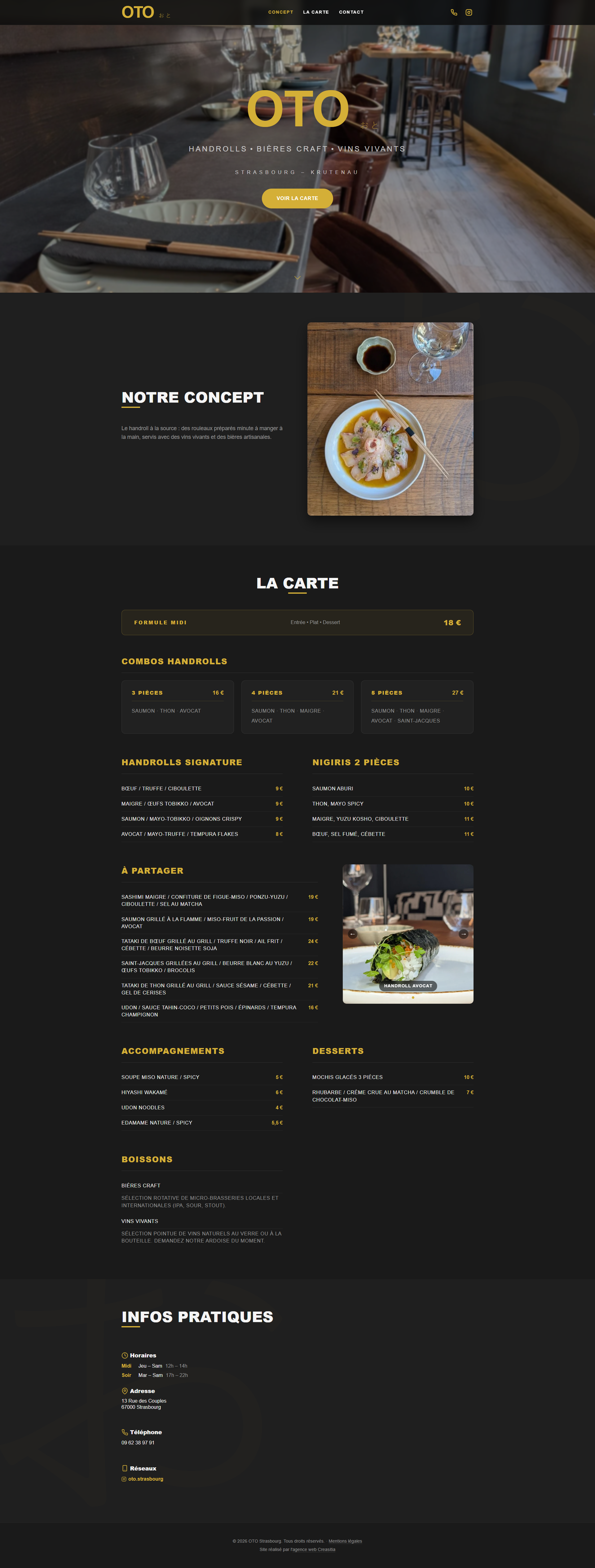 Aperçu du site du restaurant OTO Strasbourg