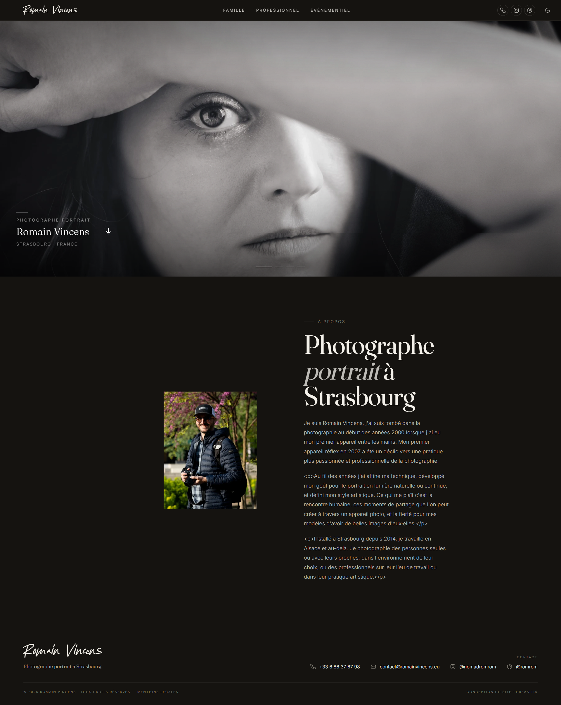 Aperçu du site de Romain Vincens