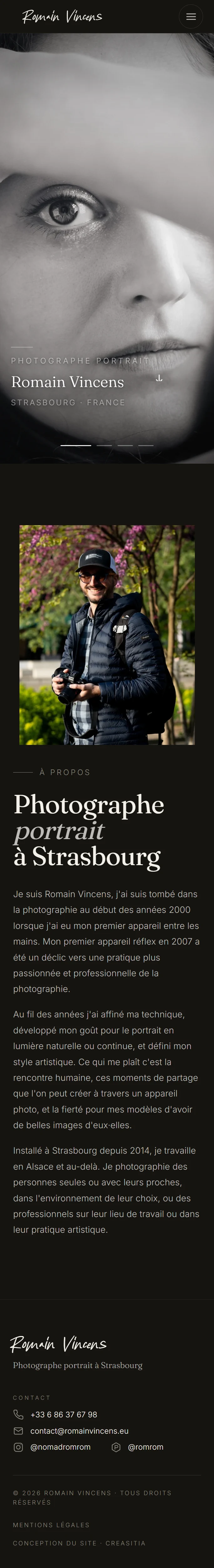 Aperçu mobile du portfolio Romain Vincens